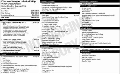 2020 Jeep Wrangler Unlimited Willys