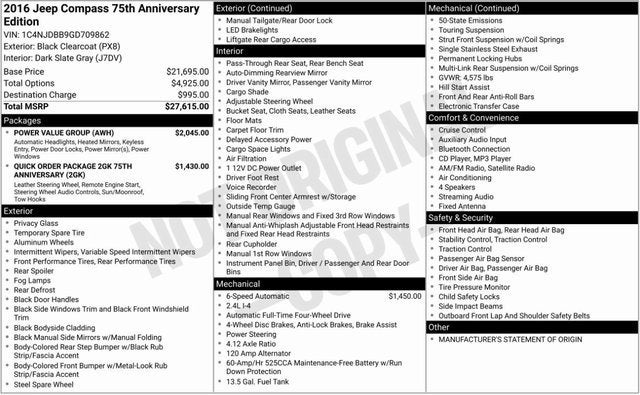 2016 Jeep Compass 75th Anniversary