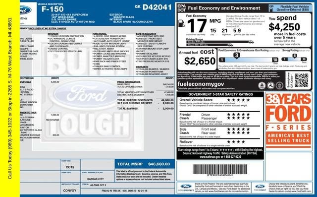 Used 2016 Ford F-150 XLT with VIN 1FTEW1EF4GKD42041 for sale in West Branch, MI