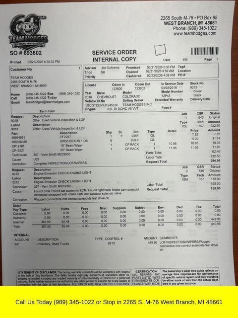 Used 2018 Chevrolet Colorado Z71 with VIN 1GCGTDEN7J1245536 for sale in West Branch, MI