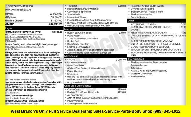 2022 GMC Savana Cargo 2500 Work Van