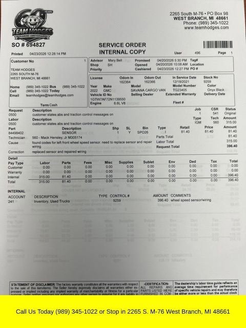 2022 GMC Savana Cargo 2500 Work Van