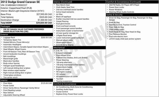 2012 Dodge Grand Caravan SE