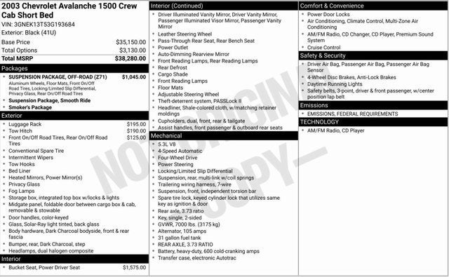 2003 Chevrolet Avalanche BASE