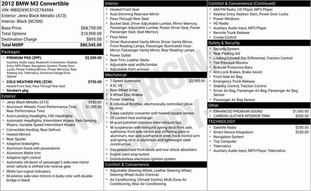 2012 BMW M3 BASE